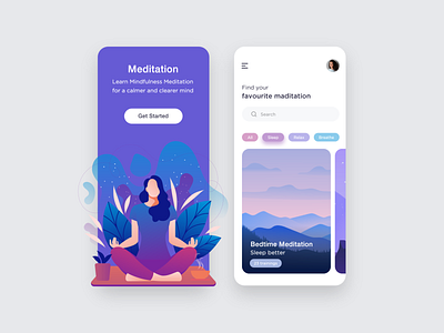 Concept UI design for the Meditation application.