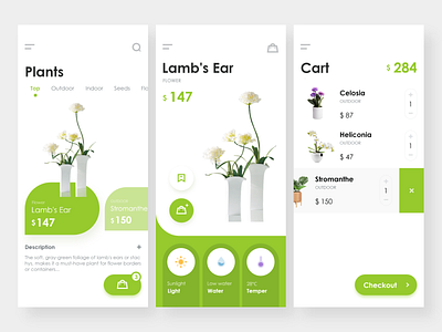 Plants Shop App UI Design app design green icon illustration online pattern plants platform system ui