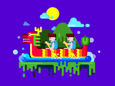 Happy Dragon Boat Festival！ boat china dragon festival happy illustration pattern