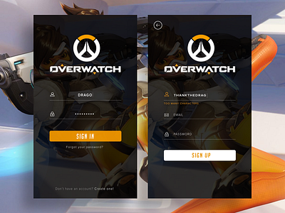 Daily UI 001 app colour dailyui001 design game mobile overwatch sign in sign up ui ux