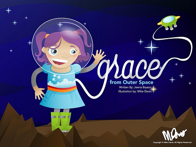 Grace From Outer Space astronaut character design childrens book illustration vector