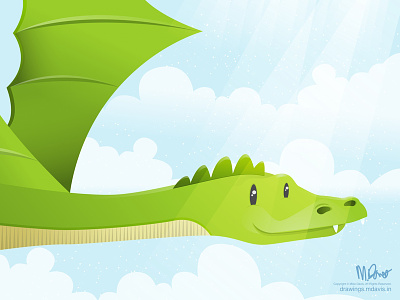 Dragon Rider - WIP clouds dragon illustration inkpad vector