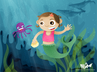 Mermaid Laingston for kids illustration inkpad mermaid octopus poster underwater vector