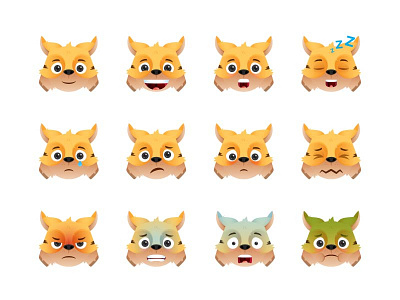 Lincoln's many faces character design emoji face faces for kids illustration illustrator lynx mascot vector
