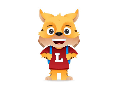 Lincoln is ready for school character design for kids illustration illustrator lynx mascot vector