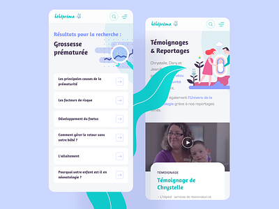 Premature baby website - Mobile version app article baby filter interface maternity mobile mobile app search tags ui ux