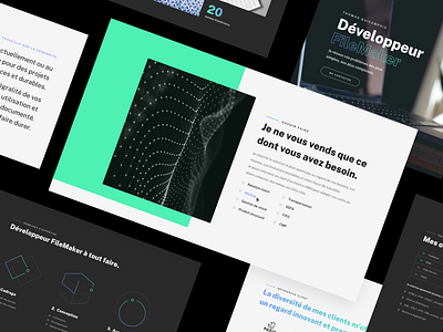 Website of a specialized developer animation dark mode data desktop form geometric green interaction minimal modern portfolio ui ux website