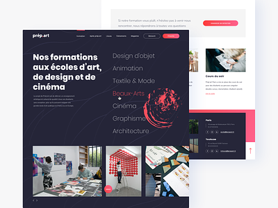 Design Shool Prépart - Animated hover and School page animation courses hover listing red school school page ui ux website