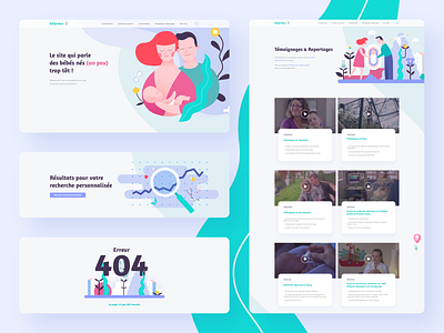 Baby website - Illustrations 404 art direction baby blue illustration maternity parents search ui video webdesign