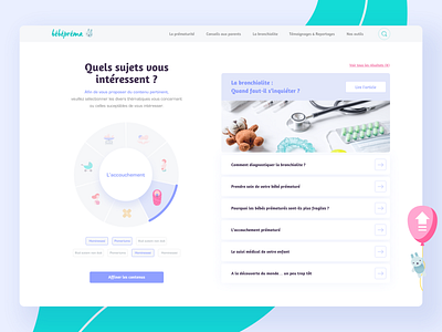 Baby website - Selector wheel, tag & search results article baby back to top blue desktop maternity search results selector tags ui ux webdesign website wheel