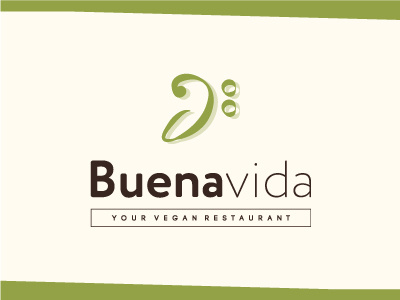 Buenavida Vegan Restaurant Logo Design brand cuisine food graphic design logo music nature pictogram restaurant vegan