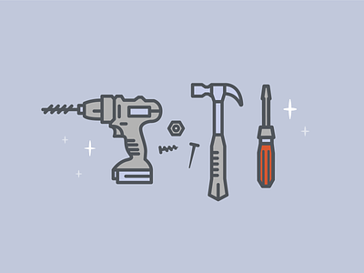 Oscar's Toolset customer succcess drill hammer icon set icons illustration nail outcomes saas tech tool box toolkit tools