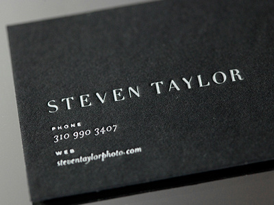 Steven Taylor black business card duplex foil letterpress logo