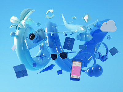 Parse: Travel 3c blue c4d cgi facebook fb parse travel vray