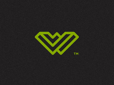 W green illusion impossible logo mark nerd opart optical w