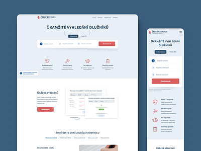 Execution website - Immediate search for debtors debtors design logo minimalism modern product design red and blue ui ux webdesign website