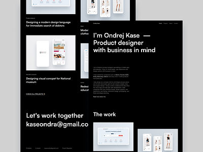 Personal website design graphic design ondrej kase personal website portolio product design portfolio ui