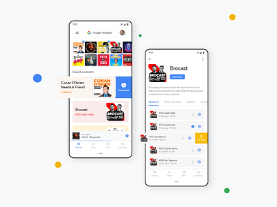 Google podcast redesign - interactions