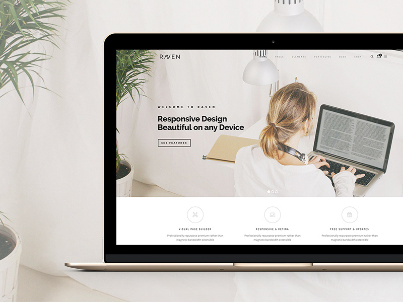 Raven - Minimal Multi-Purpose WordPress Theme portfolio wordpress theme minimalist premium theme wordpress template website template wordpress theme