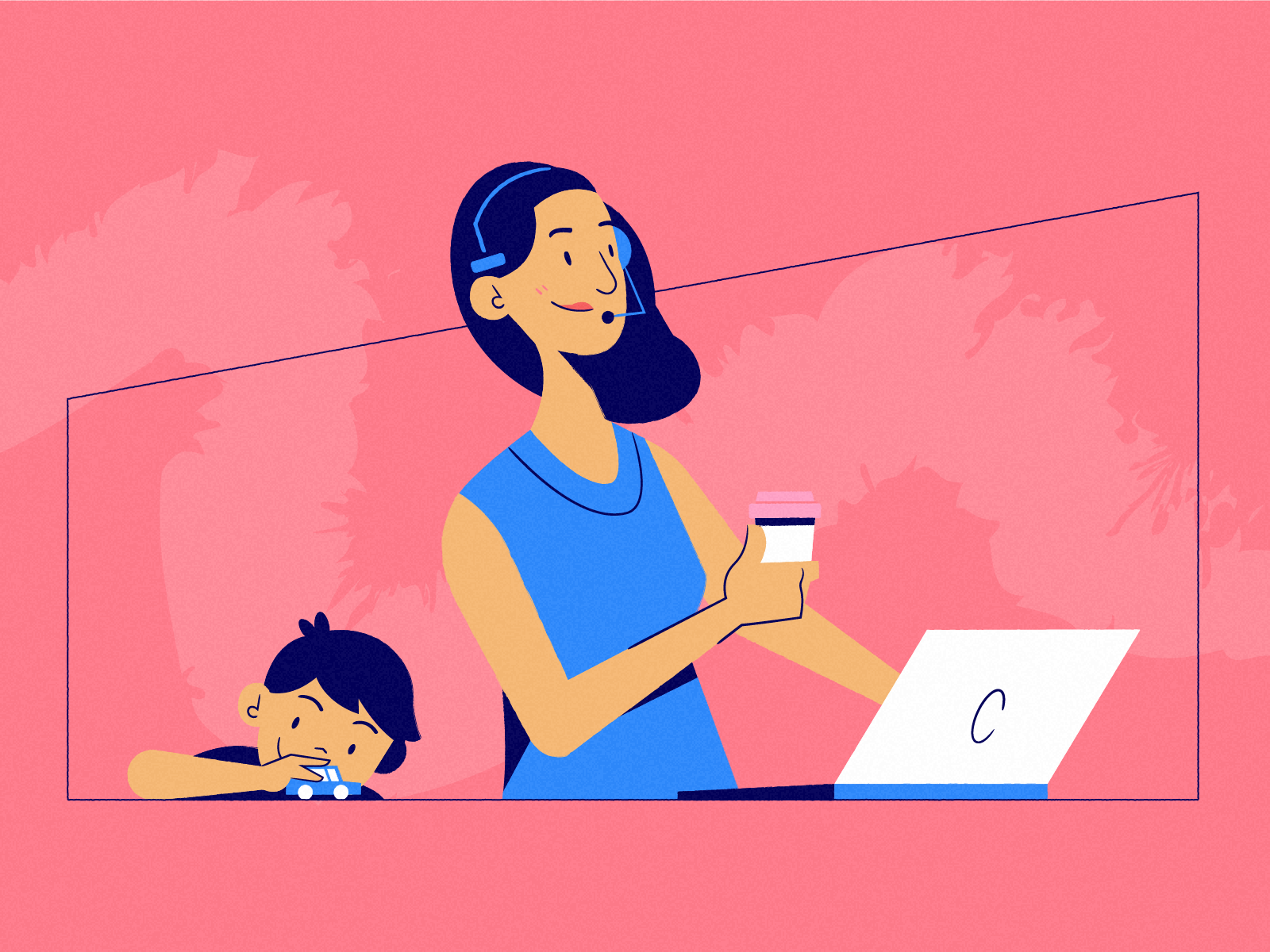 Parenting is a Full-Time Job admin assistant character child dropship ecommerce illustration mom mother parenthood parenting part time job side gig side hustle wfh work from home