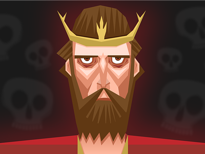 Macbeth beard crown death design eyes illustration illustrator king macbeth skull vector
