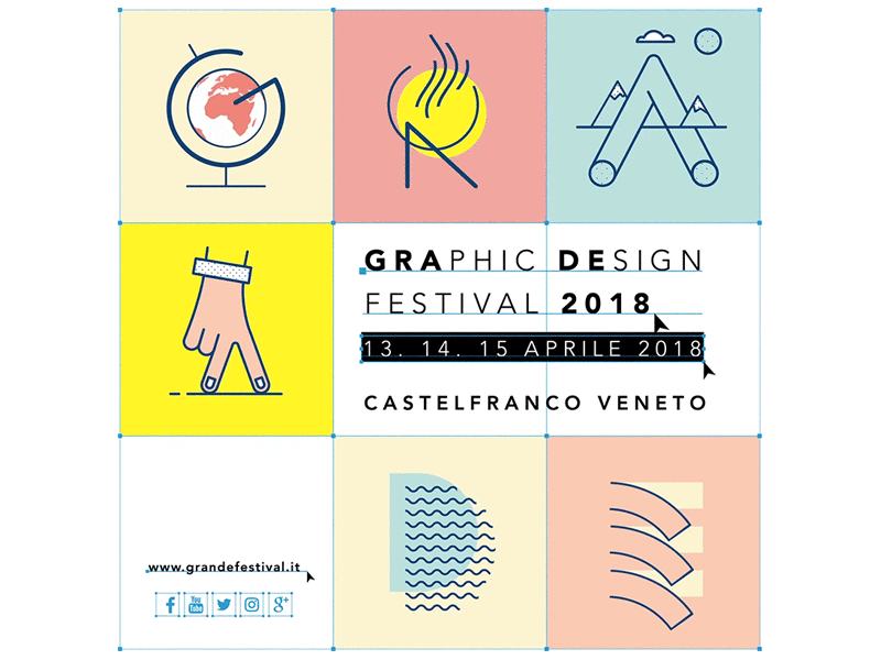 Logo design for GRAnDE Festival 2018 animation earth festival fire flat design graphic design lettering logo design motion graphics positivity water wind