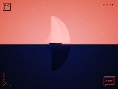 Letter D 36days d 36daysoftype blue graphic illustration letter number orange pink sail sea sunset sunshine vector