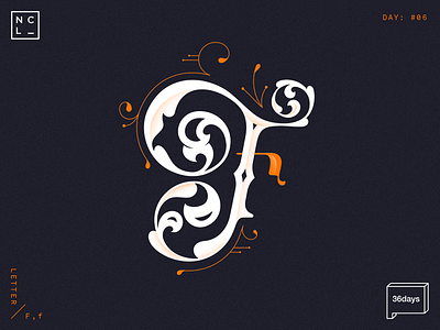 Letter F 36days f 36daysoftype calligraphy graphic illustration letter number orange vector