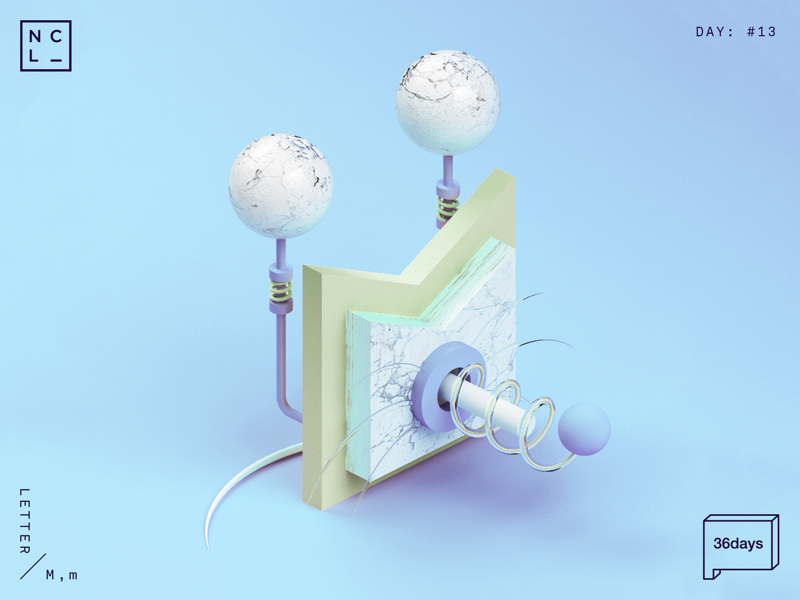Letter M 3d number letter illustration graphic mouse 36daysoftype 36days-m