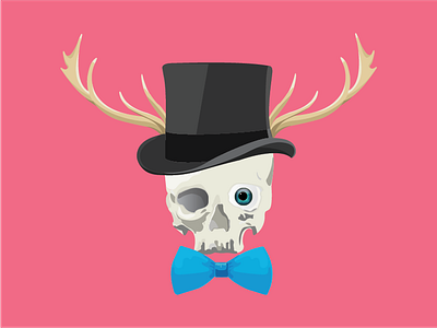 Sir Deer Skullerton bowtie digital hat illustration skull vector