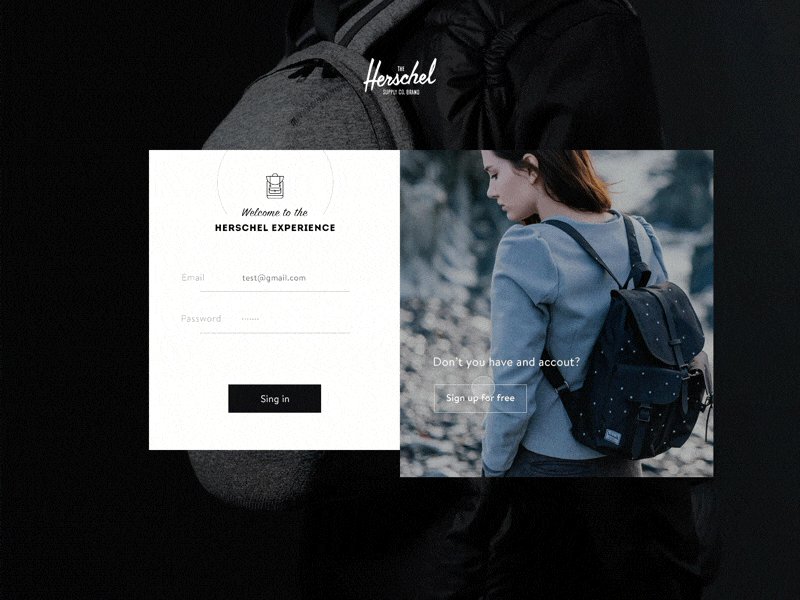 Sign up screen daily ui herschel login sign in sign up user interface