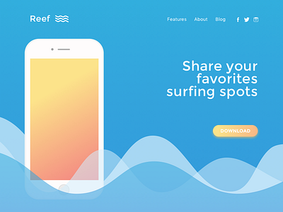DailyUI_003 app landing page reef spot surf wave