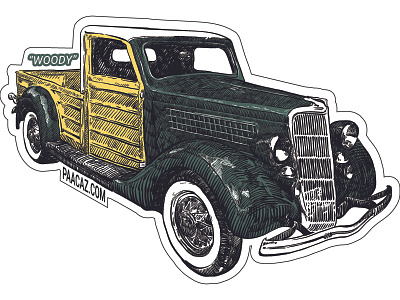 Woody antique cars illustration illustrator merch stickers