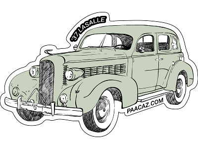 '37 LaSalle antique cars illustration illustrator merch stickers