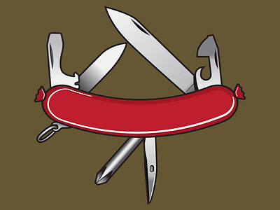 Swiss Army Hotdog camping funny goofy hotdog illustration illustrator knife outdoors sausage weiner