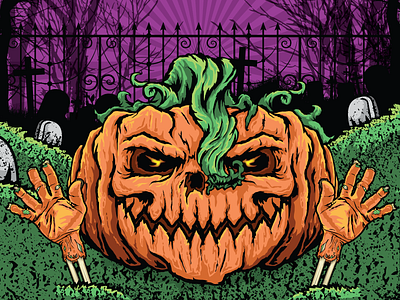 Pumpkin graveyard halloween illustrator illustrator art jackolantern pumpkin pumpkins punk punkin scary zombie
