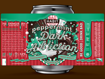 Peppermint Dark Addiction Crowler Can Label beer beer art beer branding beer can beer label brewery brewing can can art christmas illustration label label design label packaging labeldesign labels packaging peppermint
