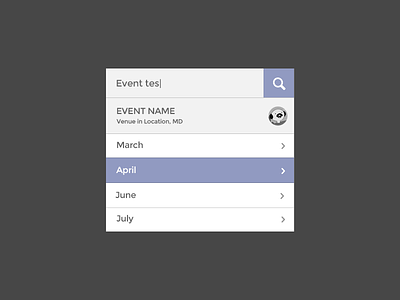Event Select event search select widget