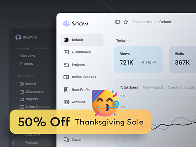 Snow Dashboard UI Kit for Thanksgiving sale ui