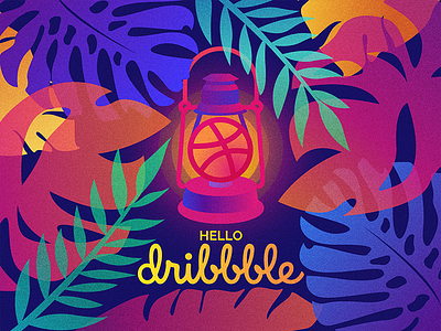 Hello Dribbble! debut dribbble hello illustration invite lantern