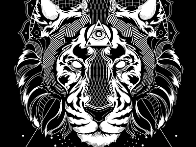 Majestic Tiger animal deity geometry illustration sacred geometry tattoo tiger