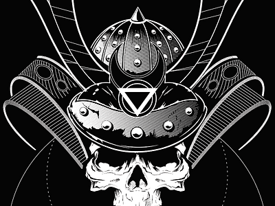 Ghost Rōnin black and white design geometric illustration line art moth ninja ronin sacred geometry samurai skull tattoo