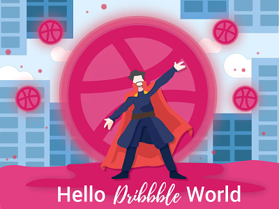 Hello Dribbble World! avenger debut dr strange dribbble first hello illustration