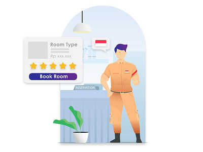 Sumpah Pemuda Illustration - Hotel app illustration book room design illustration indonesia purple reservation star yellow