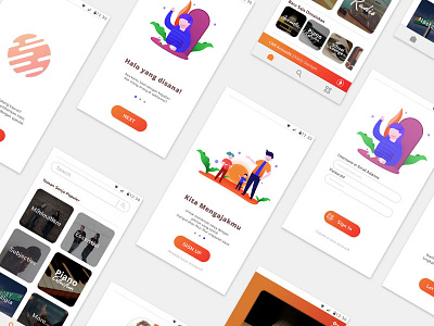 KawanSenja Mobile UI design illustration orange sunset ui user interface