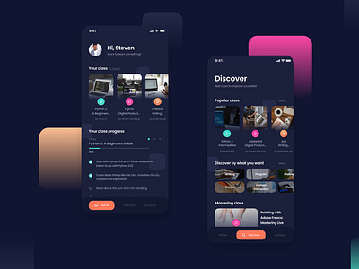Online Course Mobile App (Dark)