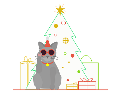 Merry Christmas 2020 cat christmas illustration lucky cat