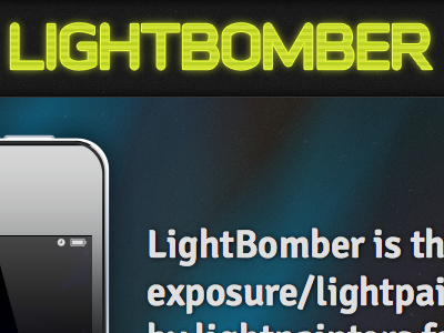 Lightbomber colorful dark iphone app web page