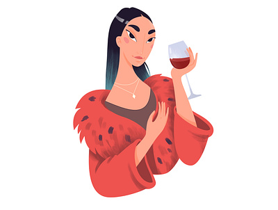Girl with a glass of wine 2d art character character design girl illustration illustrator vector