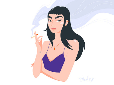 Smoking girl 2d art character design girl illustration illustrator smoke vector